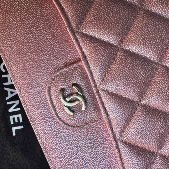 Chanel Iridescent Caviar Leather Quilted Classic Pouch With Handle Wristlet - Picture 4 of 16